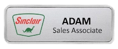 Digitally printed name badge with logo