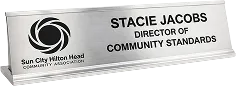 Silver Engraved Desk Name Plate | https://www.bestnamebadges.com
