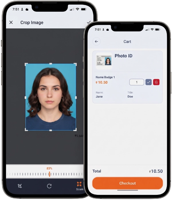 Photo ID ordering app on a phone