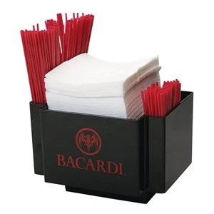 Napkin Caddy / Holder With 2 Side Straw Pockets | https://www.bestnamebadges.com