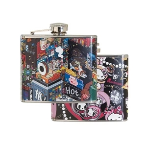 5 oz. Stainless Steel Hip Flask w/ Full Wrap 4 Color Process | https://www.bestnamebadges.com