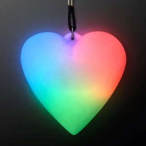 LED Deco Heart Necklace on Black String Lanyard