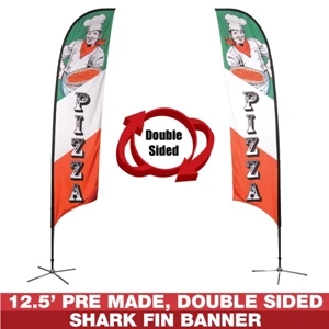 12.5ft Pre-Made Double Sided Flag Banner (Pizza)