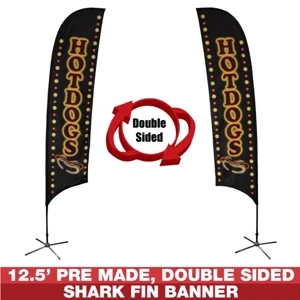 12.5ft Pre-Made Double Sided Flag Banner (Hotdogs)