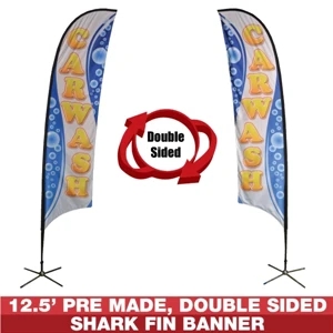 12.5ft Pre-Made Double Sided Flag Banner (Car Wash)