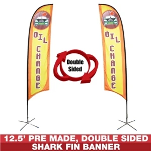 12.5ft Pre-Made Double Sided Flag Banner (Oil Change)