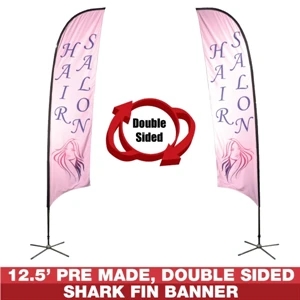 12.5ft Pre-Made Double Sided Flag Banner (Hair Salon)