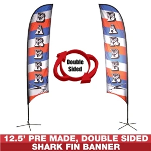 12.5ft Pre-Made Double Sided Flag Banner (Barber)