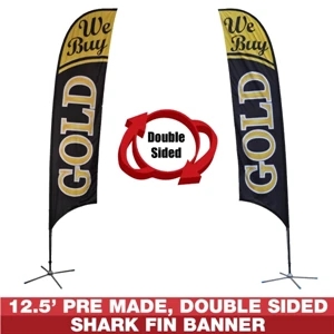 12.5ft Pre-Made Double Sided Flag Banner (We Buy Gold)