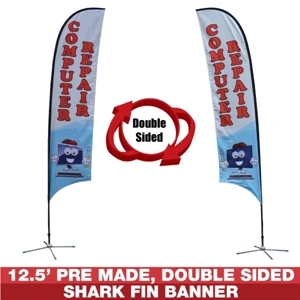 12.5ft Pre-Made Double Sided Flag Banner (Computer Repair)