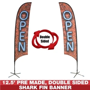 12.5ft Pre-Made Double Sided Flag Banner (Open)
