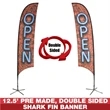 12.5ft Pre-Made Double Sided Flag Banner (Open) | https://www.bestnamebadges.com