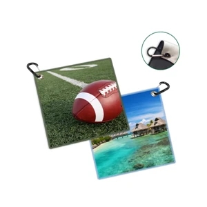 6" x 6" Full Color Microfiber Cleaning Cloth with Carabiner