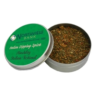 Italian dipping spice in a customized tin