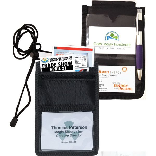 Polyester Neck Tradeshow Wallet Badge Holder "Overachiever"