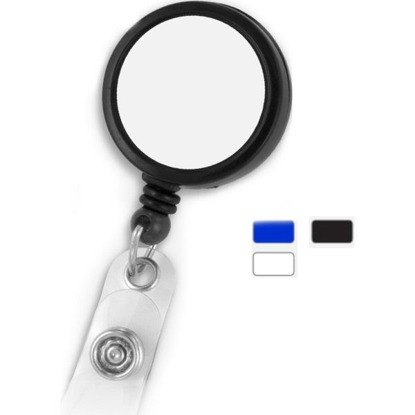 30" Cord Round Jumbo Imprint Retractable Badge Reel with Met
