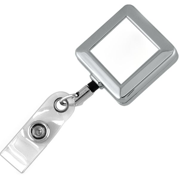 32" Square Chrome Solid Metal Retractable Badge Reel