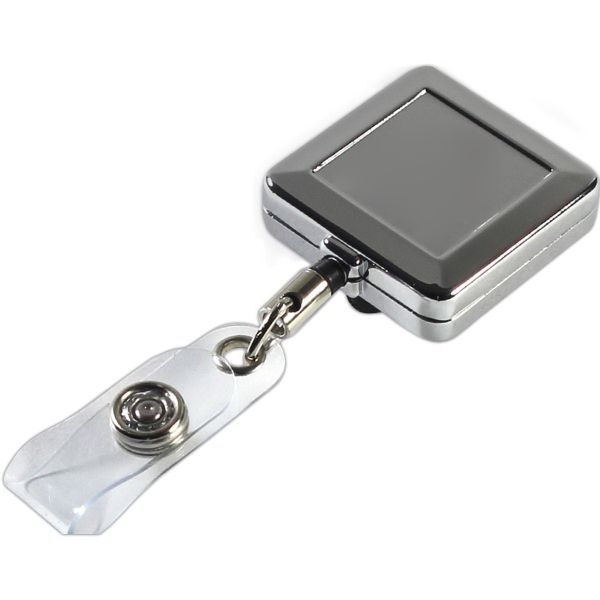 32" Square Chrome Solid Metal Retractable Badge Reel
