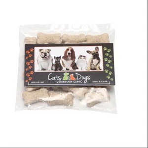 Mini Dog Bones in Small Snack Bag with Rectangle Magnet | https://www.bestnamebadges.com