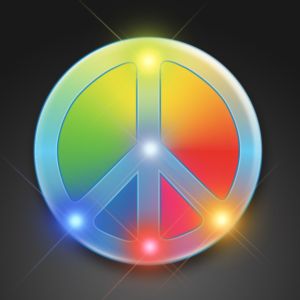 Flashing Rainbow Peace Sign Blinkies on Lanyards