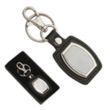 Leather And Brushed Plate Keyring | https://www.bestnamebadges.com