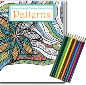 Relax Pack-Patterns Coloring Book - Adults + Colored Pencils