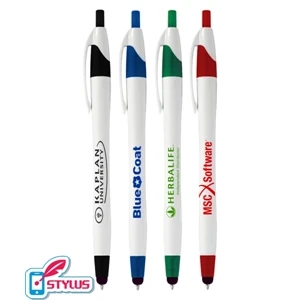 Union Printed, White "Elegant" Stylus Click Pen