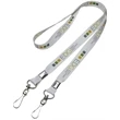 Double Clip Full Color Polyester Lanyard w/ Custom Logo | https://www.bestnamebadges.com