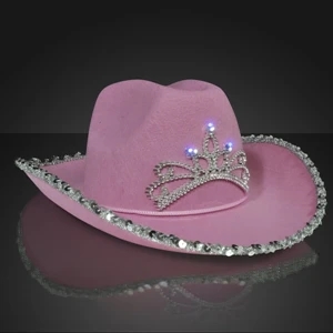 Light Up Country Western Pink Cowgirl Hat