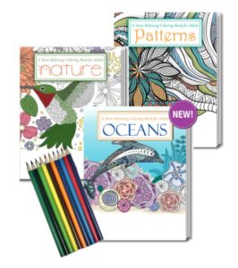 Adult Coloring Book Relax Packs and Colored Pencils