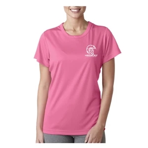 Printed UltraClub® Ladies' Cool & Dry Performance T-Shirt | https://www.bestnamebadges.com