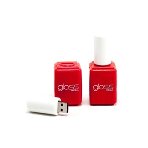 Custom 3D PVC USB Flash Drive - Red Nail Polish Shaped | https://www.bestnamebadges.com