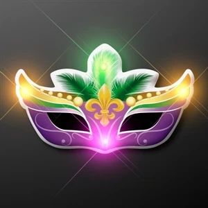 LED Mardi Gras Mask Blinky Pins