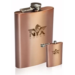 8 oz. Gran Torino Copper Coated Hip Flask | https://www.bestnamebadges.com