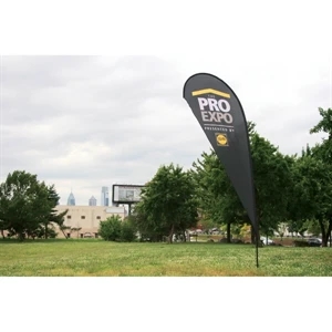 Custom Screen Sublimation Teardrop Flags 8' x 2.5' | https://www.bestnamebadges.com