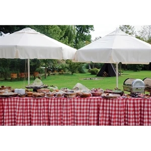 Custom Box Pleated Table Skirts - Digital - Poly Poplin | https://www.bestnamebadges.com