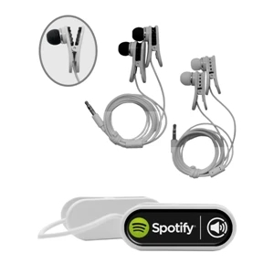 Union Printed Ear Buds With Clothing Clip - Full Color