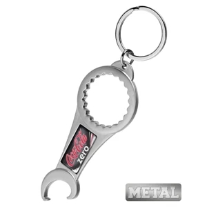 Two Way Metal Bottle Opener Keychain- Full Color