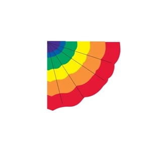 Rainbow Pleated Half Fan | https://www.bestnamebadges.com