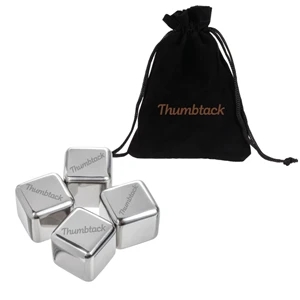 4 Pack Stainless Steel Whiskey Ice Cubes | https://www.bestnamebadges.com