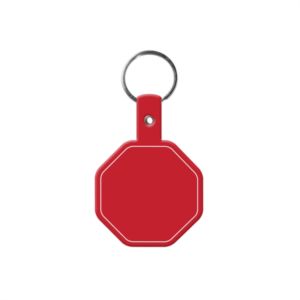 Stop Sign Flexible Key Tag with Split Ring Keychain