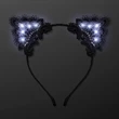 White Lights Black Lace Cat Ears Hair Accessories | https://www.bestnamebadges.com