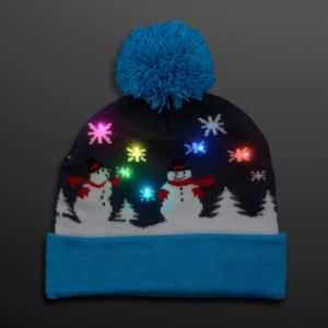 LED Winter Beanie, Blinky Snowman Hats
