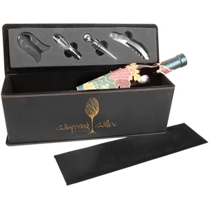 Black Leatherette Single Wine Box w/ Tools