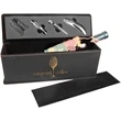Black Leatherette Single Wine Box w/ Tools | https://www.bestnamebadges.com