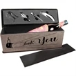Gray Leatherette Single Wine Box w/ Tools | https://www.bestnamebadges.com