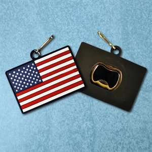 American Flag PVC Zipper Pull Bottle Opener
