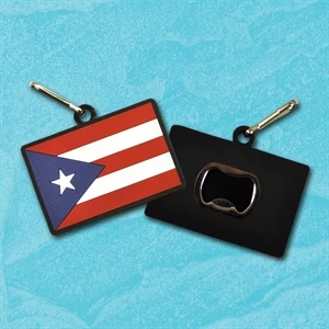 Stock Puerto Rican Flag PVC Zipper Pull Bottle Opener