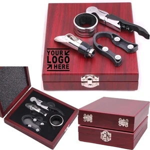 Wooden Box 4 in 1 Wine Opener Set