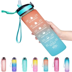 32 OZ Water Bottle with Time Marker & Straw